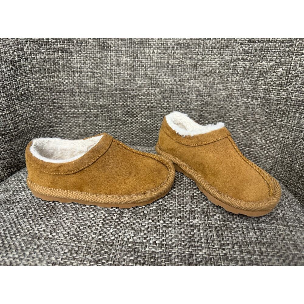 Toddler Sherpa Lined Hard Sole Slippers Brown Size 7